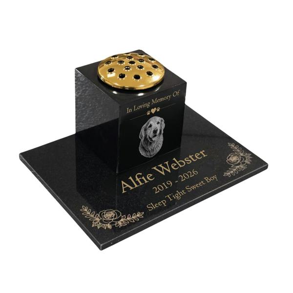 Memorials Direct Dog Memorial Granite Photo Vase & Tablet