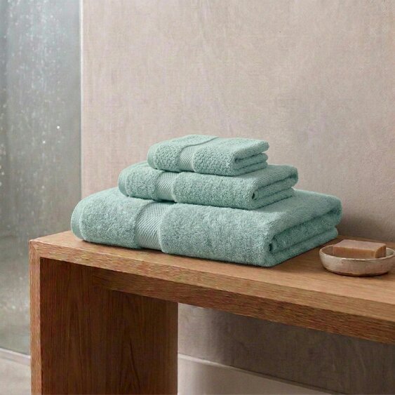 Vision V475 - 3 Piece 100% Cotton Towel Bundle - Pale Green - Towel Bundle - 100% Cotton
