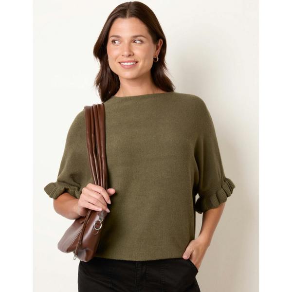 Blue Vanilla Knitted Frill Sleeve Batwing Jumper