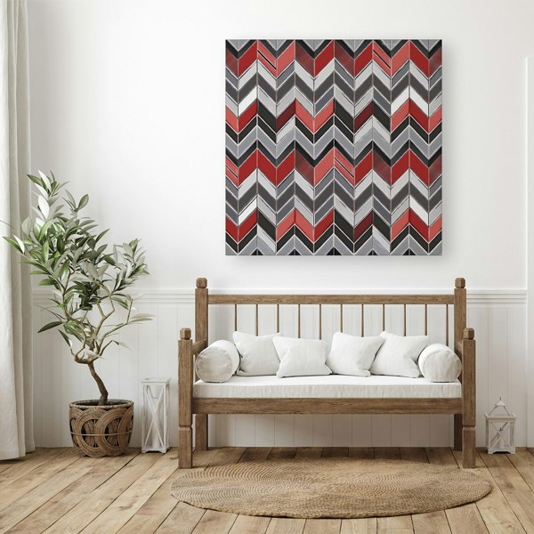 Warren Reed Red Grey Geometric Pattern Canvas