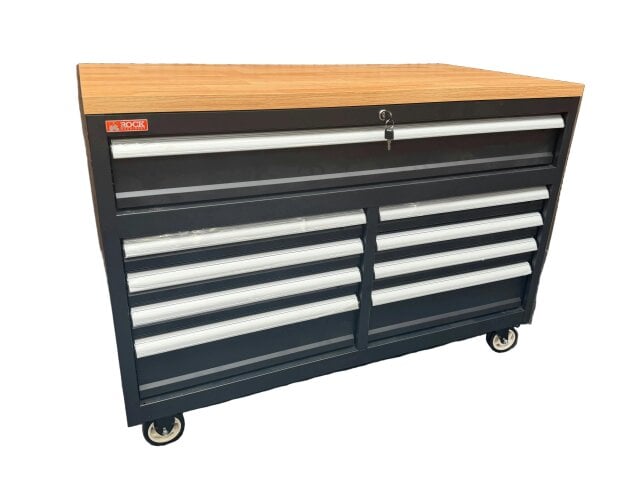 Rock Machinery Rock RT-043 Steel 47" Tool chest with wooden top and drawers