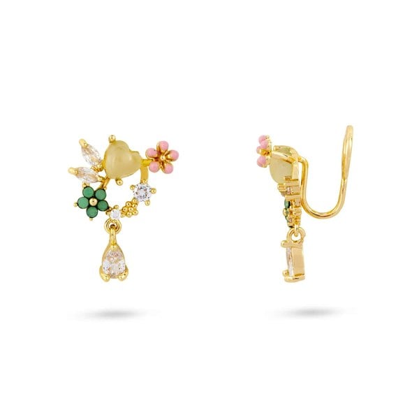 Gold Trip Wild Flower Drop Clip On Earrings