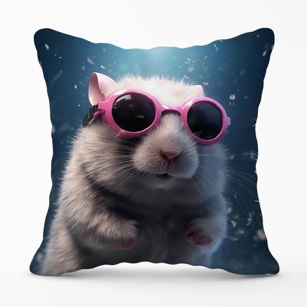 Warren Reed Splashart DoorMouse with Pink Glasses Cushions