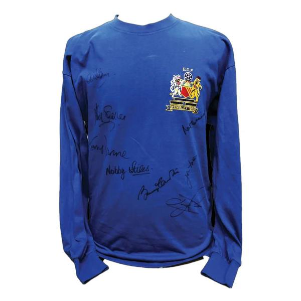 Unbranded United 1968 European Cup Winners shirt signed by 8 (1) — Framed