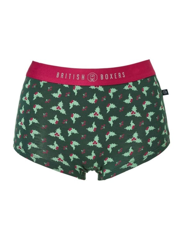 British Boxers Multipack! 4 Pairs of Women's Bamboo Hipster Boxer Briefs – Forest Berry