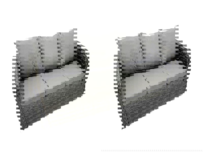 Fimous Garden Rattan Outdoor Furniture Set 6 Seater with 3 Seater Sofa 2 Side Table Dark Grey