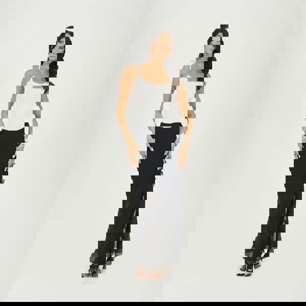 Brave Soul Black Chiffon Midi Skirt With Frill Detail - Black Image 3