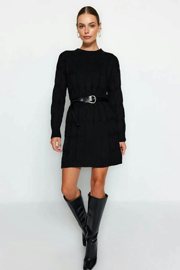 WOVCOR Mini Crew Neck Knit Dress