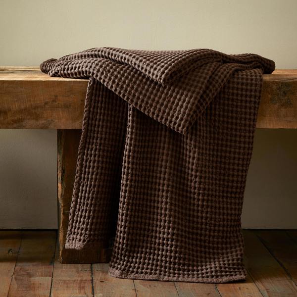 Pineapple Elephant Jaipur Chunky Waffle Cotton Blanket Throw Chocolate
