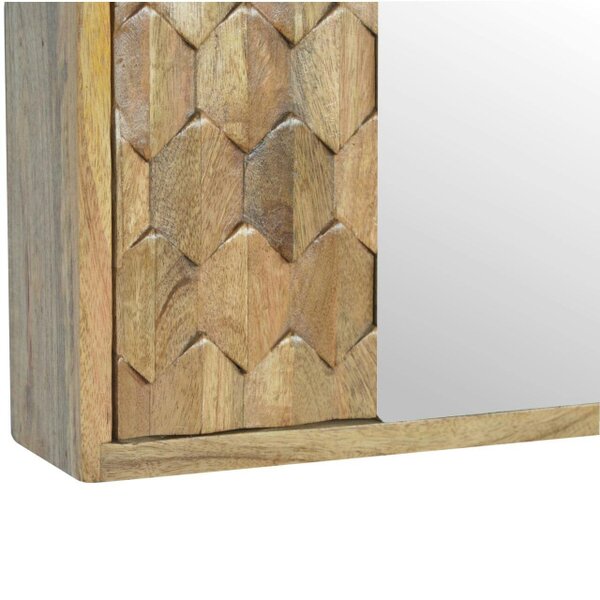 Wyld Haus Otranto Pineapple Carved Mango Wood Mirror Cabinet