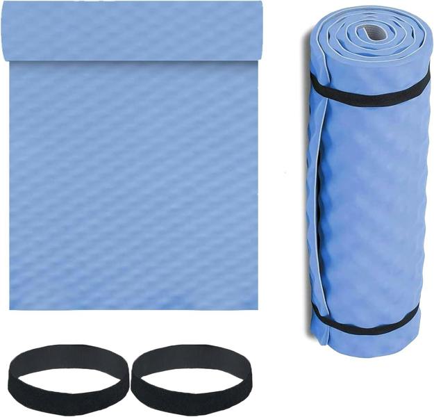 ADVENTURE PEAKS Camping Mat Waterproof EVA Foam Exercise Mat Extra Thick 1.5 CM Lightweight Yoga Mats with Elastic Straps Ideal Camping