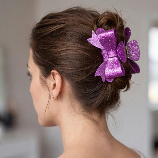 Gold Trip Purple Bow Claw Clip