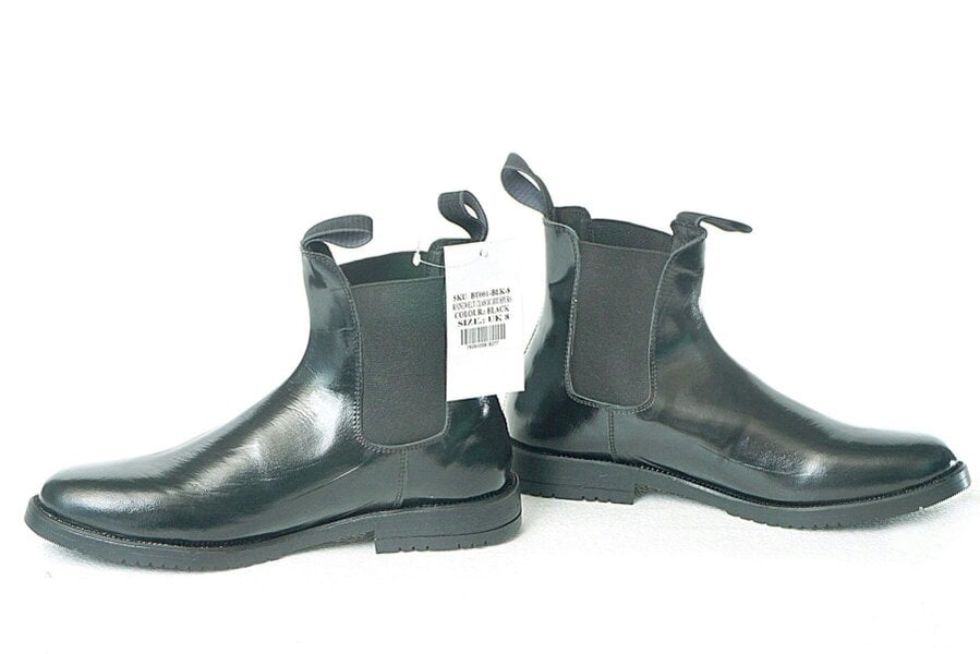 eQuitack Adults Leather Chelsea Horse Riding Jodhpur Boots With Elasticated Side Panels & Pull Tabs Black