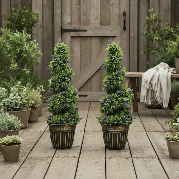 Wyld Haus Vadi Set Of 2 Artificial Lavender Style Trees 90cm