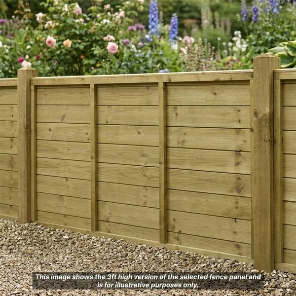 Premier Garden Supplies Ultimate Tongue & Groove Horizontal Boards Fence Panel - 5 Pack H: 1ft x W: 6ft (182.8cm) - Wood - Pressure Treated (Tanalised)