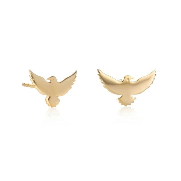 namana Gold Plated 925 Sterling Silver Fun Bird Shaped Small Stud Earrings for Women