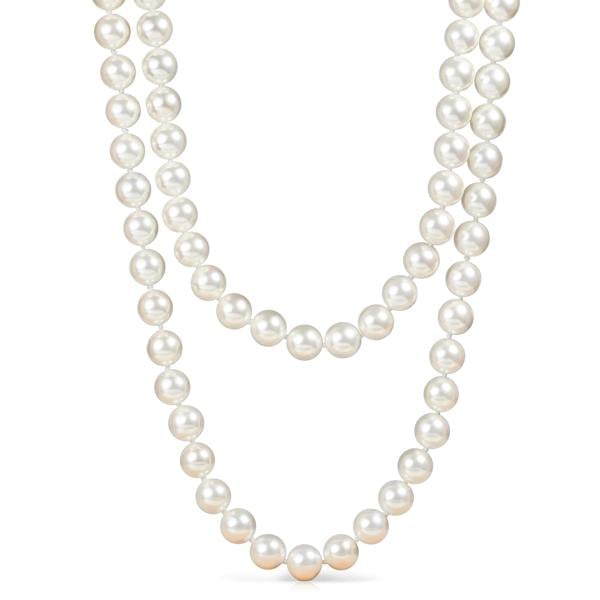 Zavana 55-inch Long Stylish Pearl Necklace for Women with White Shell Pearls