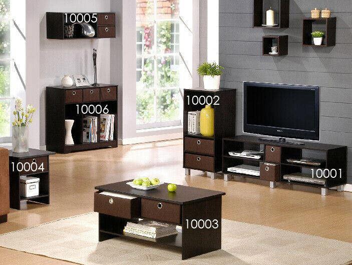WALPLUS Modern /BR 3 Shelves Cabinet/Bedside Night Stand with 2 Bin Drawers, Espresso/Brown for Entryway - SKU 10002EX
