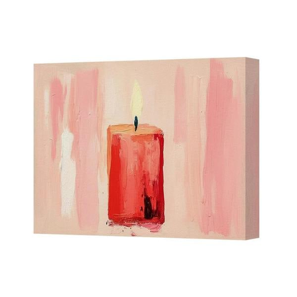Benjamin Tate Design Red Candle Abstract Canvas Wall Art Painting Pink Tones