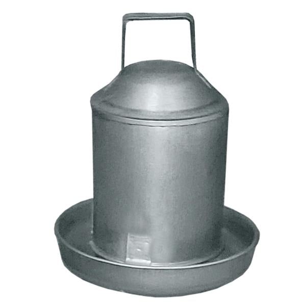 Ketoplastics Chicken Drinker Waterer Traditional Drinker, 2.3L Capacity, Galvanised Steel with Handle for Hens, Ducks, Geese - Half Gallon