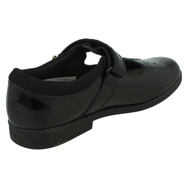 Clarks Girls Clarks Key Detail T-Bar School Shoes Lock Shine