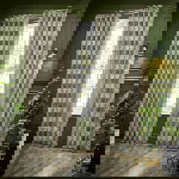 Wylder Chenille Bengal Tiger Eyelet Curtains - Linen