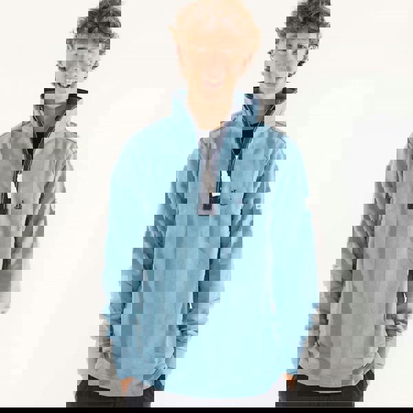 Lazy Jacks Mens Quarter Zip Sweatshirt - Niagara Blue