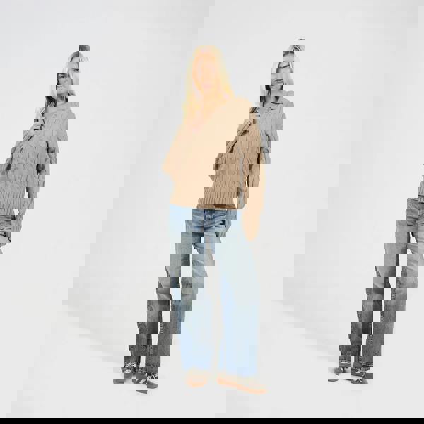 Brave Soul Beige Collared Cable Knit Jumper - Beige Image 3