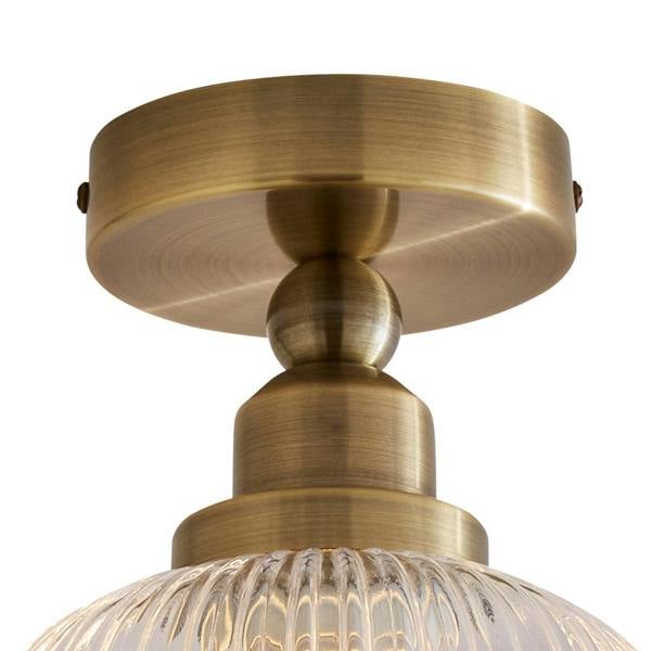 Pagazzi Lighting Riva Antique Brass Semi-Flush Ceiling Light