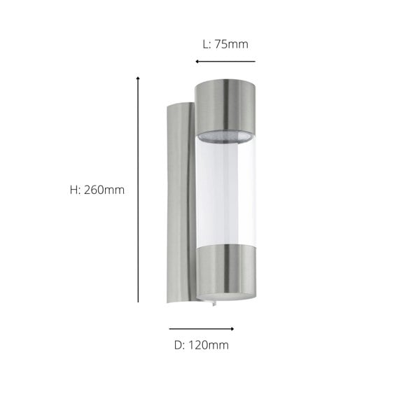 EGLO Robledo Cylindrical Steel/Plastic LED Outdoor Wall Light