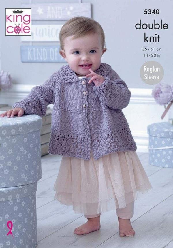 King Cole Finesse Cotton Silk DK Knitting Pattern 5340, Jackets, Shoes, Blankets, Headwear for Baby, 14 - 20 Inches