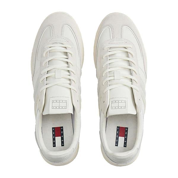 Tommy Jeans Unisex Adult Greenwich Leather Shoes - Ecru/Grey - 