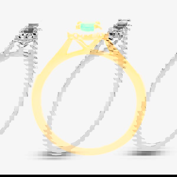 T. H. Baker 9ct Yellow Gold Emerald & Diamond Halo Ring OJR1701-E