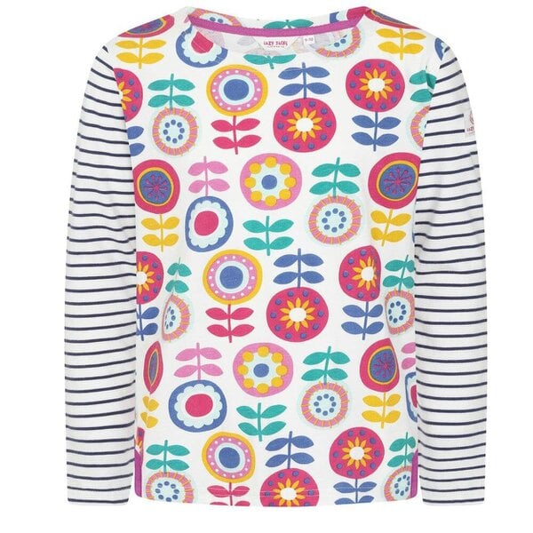 Lazy Jacks LJ97CP - Girls Patterned Breton Top - Kaleidoscope