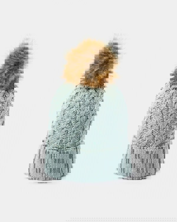 Hunter Unisex Cable Knit Beanie With Pom - Shifting Blue