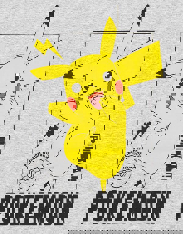 Pokemon Boys Grey Pikachu Short Sleeved T-Shirt