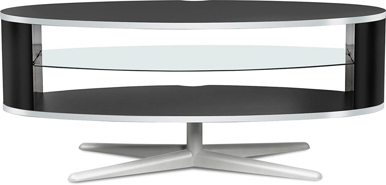 MDA Designs Orbit 1100BB Gloss Black TV Stand with Gloss Black Elliptic Sides for Flat Screen TVs up to 55"