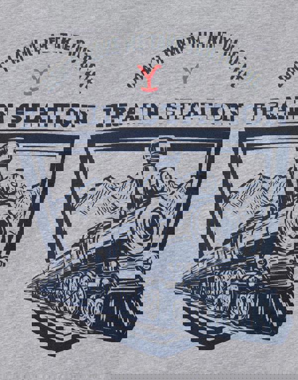 Yellowstone Mens Grey Train Station Short Sleeved T-Shirt