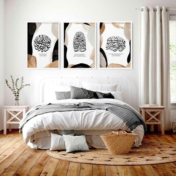 Ramadan Mubarak decorations | set of 3 wall art prints for Bedroom