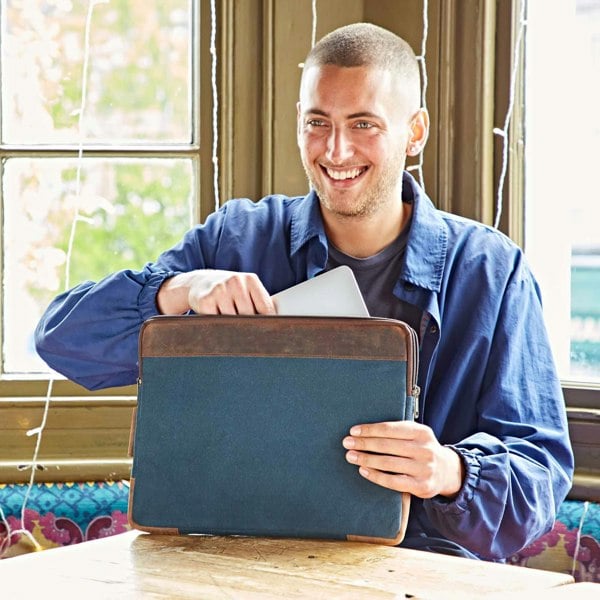 Paper High Leather And Canvas 17 inch Laptop Case