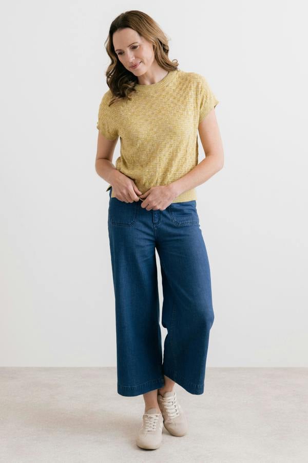 Lily & Me Lola Pointelle Knit Top Lime