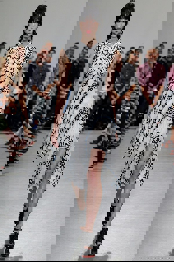Proenza Schouler runway collection dress in a black and white leopard pattern