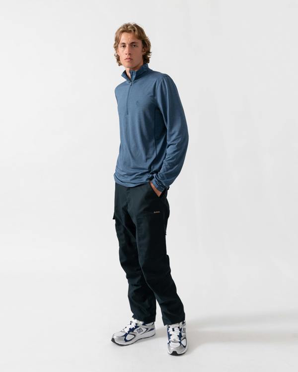 Fjallraven Abisko Day Hike Half Zip Mens Long Sleeve Top - Indigo Blue 534