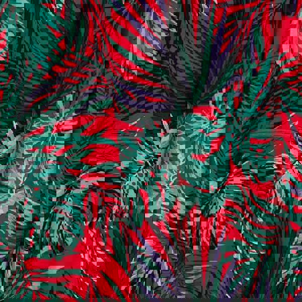 Red | Leaf Print Sleeveless Tunic Dress