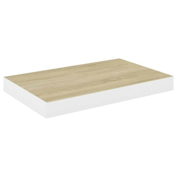 Berkfield Floating Wall Shelves 4 pcs Oak and White 40x23x3.8 cm MDF