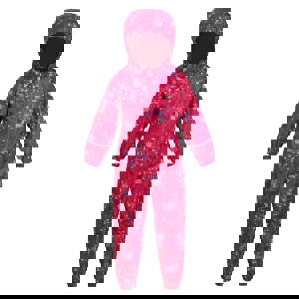 Regatta Kids Pobble Peppa Pig Floral Waterproof Puddle Suit - Pink Fusion