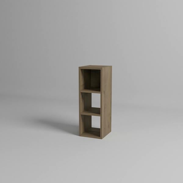 Decortie Modern Combayn 3 Cube Small Low Standing Book Shelf Contemporary Stackable Cube Storage Unit for Small Space