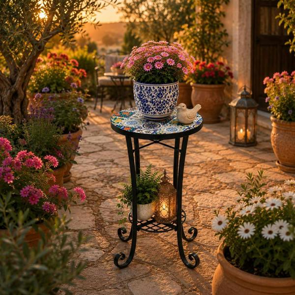 35cm Lisbon Mosaic Plant Stand/Side Table image 12