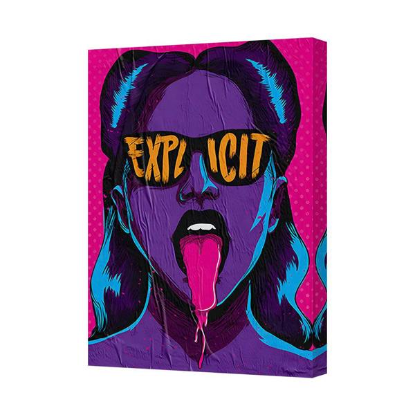 Benjamin Tate Design Explicit Pop Art Portrait Canvas Print In Bold Purple And Pink Hues