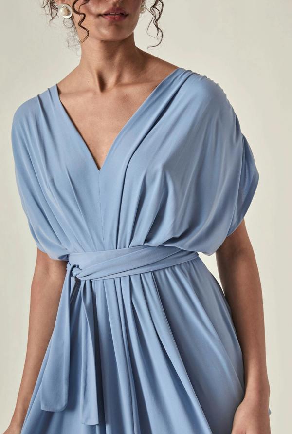 James Lakeland Draped Open-Back Midi Dress – Powder Blue